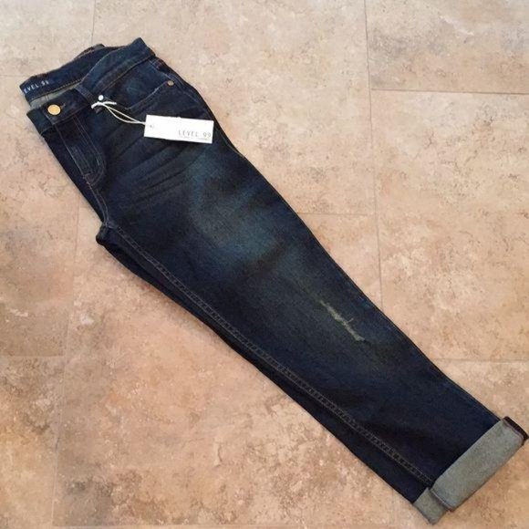 Level 99 Boyfriend Denim Jeans Rolled Ankle NWT - Picture 2 of 5
